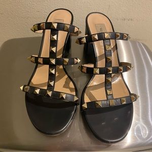 Valentino Garavani black Rock Stud Sandals